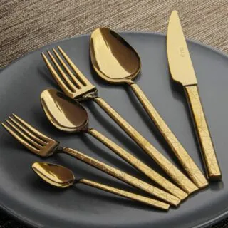 Doré Motif Marbre : Ménagère 36 Pièces INOX 18/10
