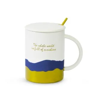 Tasse à Café en Céramique Blanc avec Cuillère