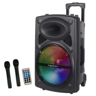 Haut-parleur portable 15" avec Bluetooth et 2 micros sans fil - Traxdata TRX-25