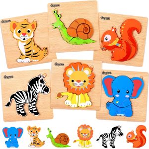Puzzles animaux en bois pour garçons et filles