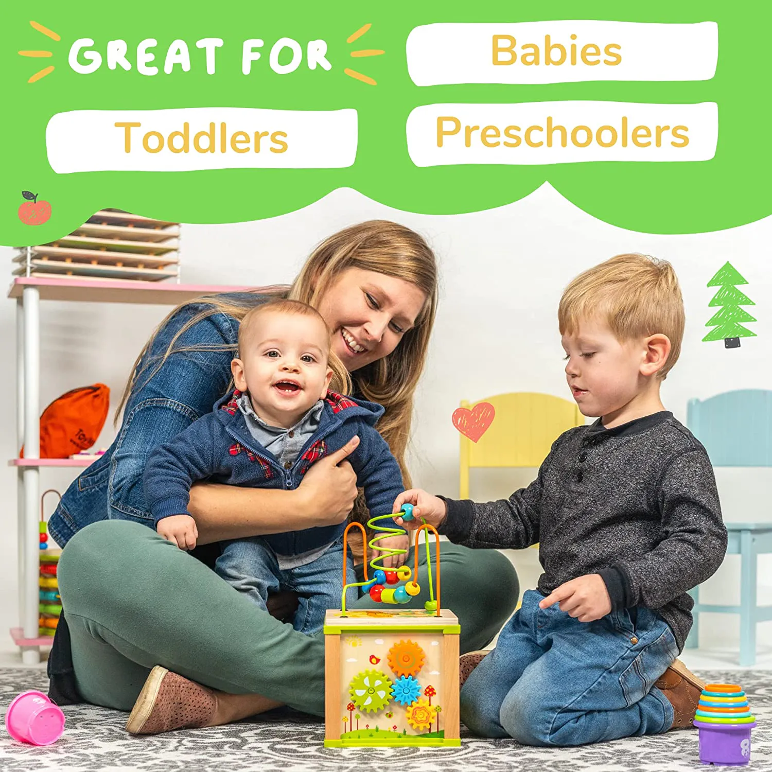 Cube d'activité en bois pour bébé