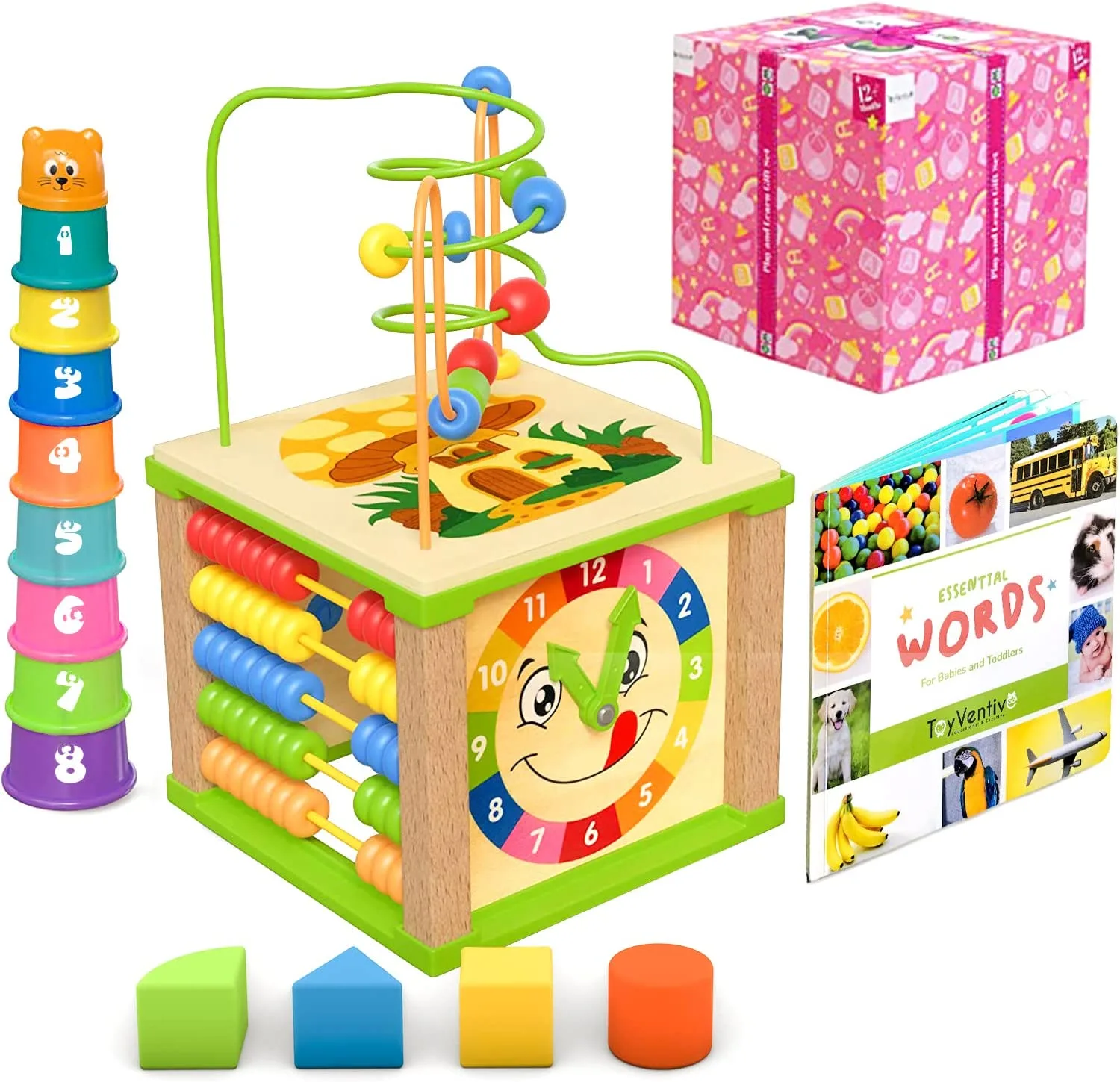 Cube d'activité en bois pour bébé