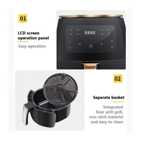 SILVERCREST® S-18 – Air Fryer – Digitale intelligente , grande capacité 6 L, 2400 W (importé)