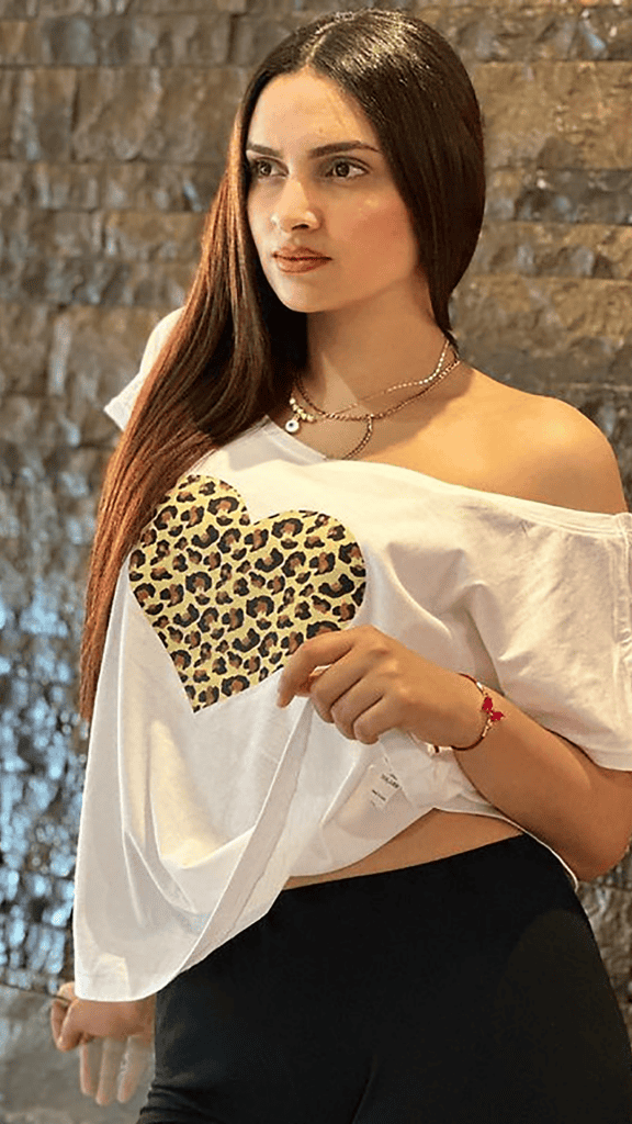 Shirt Col Je m'en Fou Shirt Col Je m'en Fou Leopard Heart Blanc