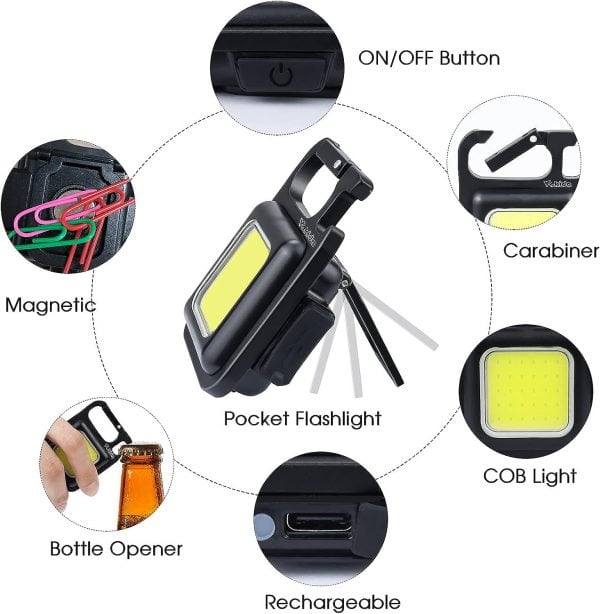 Lampe Led porte clef rechargeable Portable Multifonctionnelle