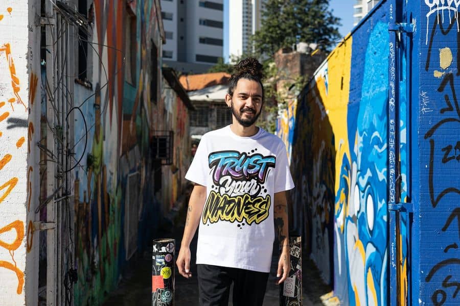 T-shirt Trust Your Madness Blanc Cotton