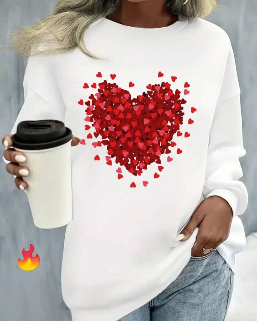 Sweatshirt imprimé cœur Sweatshirt imprimé cœur