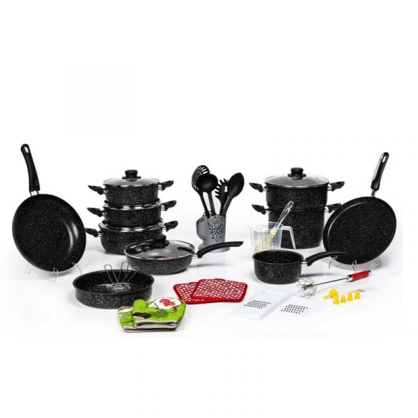Batterie de cuisine 40 pièces granite Noir