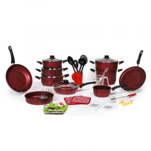 Batterie de cuisine 40 pièces granite Rouge - Granitalia