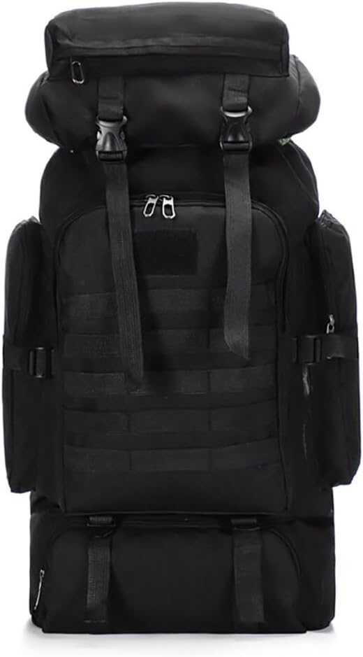 Sac Tactique Militaire Sac à Dos Militaire 80L - Camping, Randonnée, Trekking, Noir, Neuf Sac Tactique Camping Noir