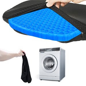 Housse lavable et facile à nettoyerLe coussin de siège en gel est lavable en machine et la fermeture éclair est facile à nettoyer. Le siège en gel est léger et portable pour la maison, le bureau, les fauteuils roulants, et les films préférés du théâtre.