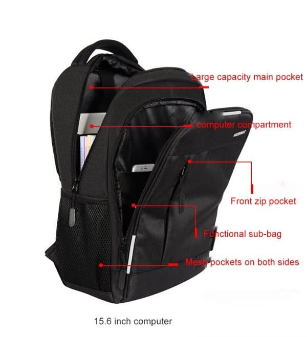Sac à dos ordinateur, cartable étudiant avec port USB