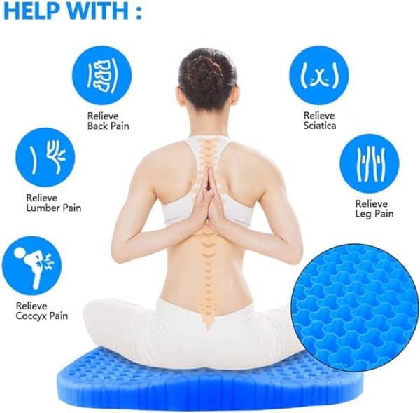 Coussin de Siège en Gel,Coussin de Gel Respirant Coussin Anti Escarres avec Housse Antidérapant pour Soulager Les Maux de Dos, Coussin pour Voiture/Bureau/Maison/Fauteuil Roulant
