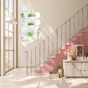 Fahibin 15pcs Removable Acrylic Mirror Wall Sticker, Large Acrylic Plastic Mirror, DIY Mirror Sheet Mirror, for Home Office Bedroom