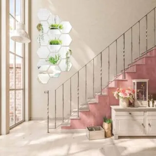 Fahibin 15pcs Removable Acrylic Mirror Wall Sticker, Large Acrylic Plastic Mirror, DIY Mirror Sheet Mirror, for Home Office Bedroom
