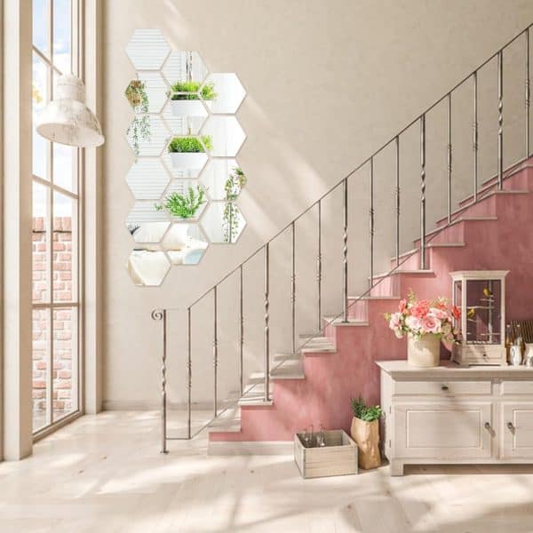 Fahibin 15pcs Removable Acrylic Mirror Wall Sticker, Large Acrylic Plastic Mirror, DIY Mirror Sheet Mirror, for Home Office Bedroom
