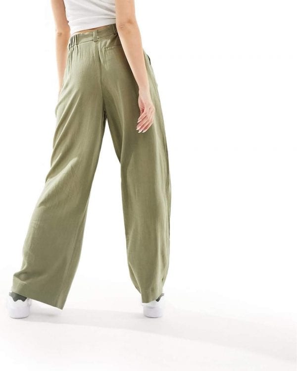 Pantalon large en vrais lin - Couleur Vert d'Olive