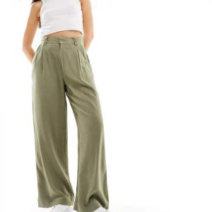 Pantalon large en vrais lin - Couleur Vert d'Olive
