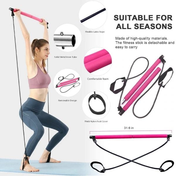 Barre de pilates avec bande de résistance