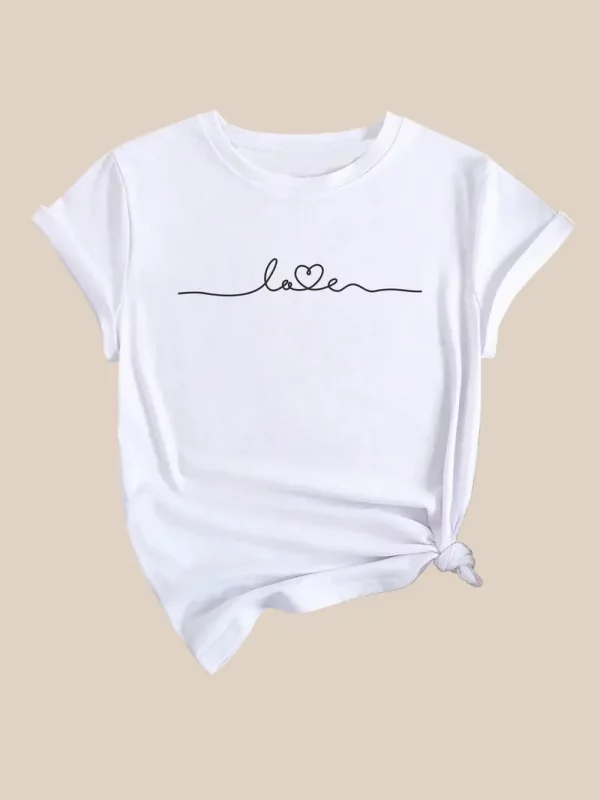 T-shirt décontracté à motif cœur