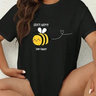 T-shirt À Don’t Worry Be Happy couleur noir