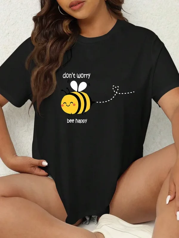 T-shirt À Don’t Worry Be Happy couleur noir