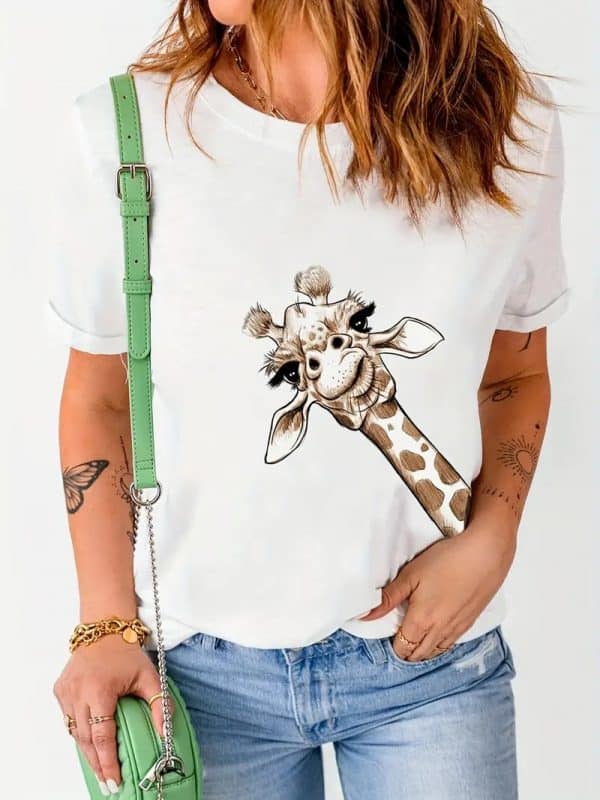 T-shirt À Motif De Girafe