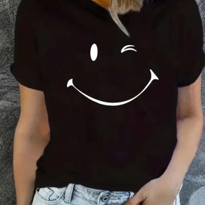 T-shirt noir Imprimé Graphique Smile