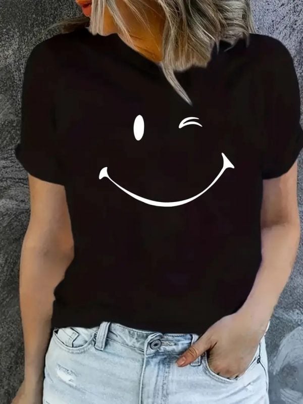 T-shirt noir Imprimé Graphique Smile