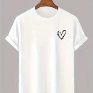 T-shirt blanc Imprimé Graphique Cœur