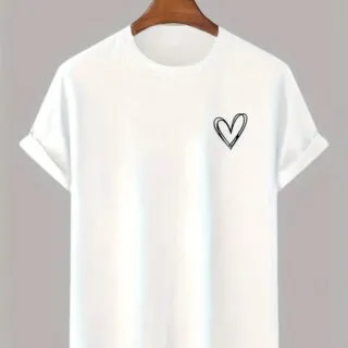 T-shirt blanc Imprimé Graphique Cœur