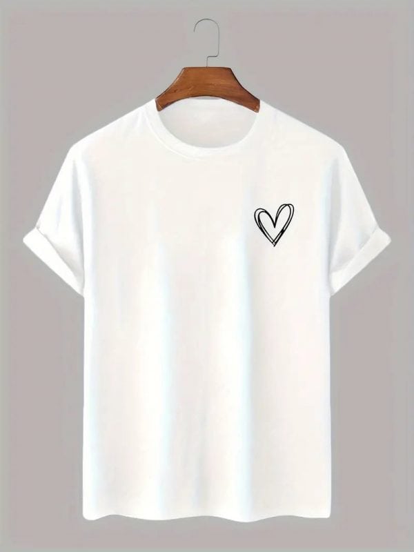 T-shirt blanc Imprimé Graphique Cœur