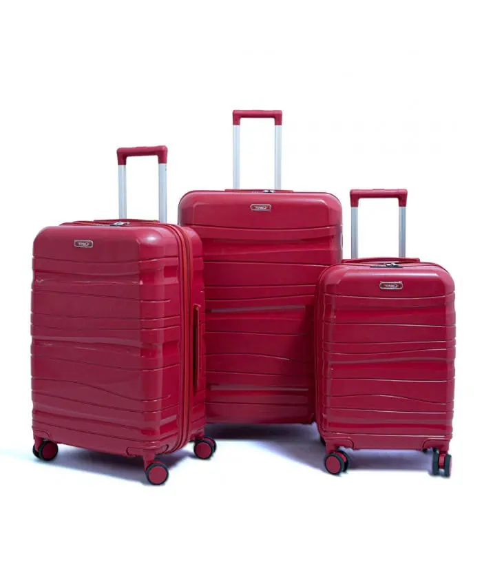 Set De Trois Valises Titou roue démontable couleur Rouge Bordeau