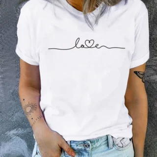 T-shirt décontracté à motif cœur