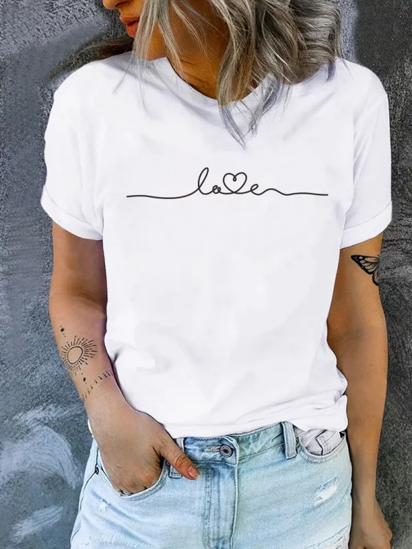 T-shirt décontracté à motif cœur