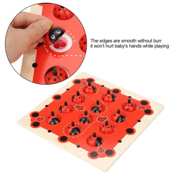 Jeu de mémoire montessori coccinelle en bois