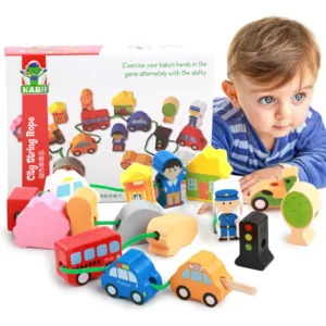 Ensemble de blocs de construction en bois coloré