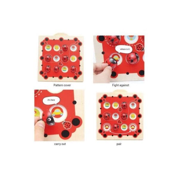 Jeu de mémoire montessori coccinelle en bois