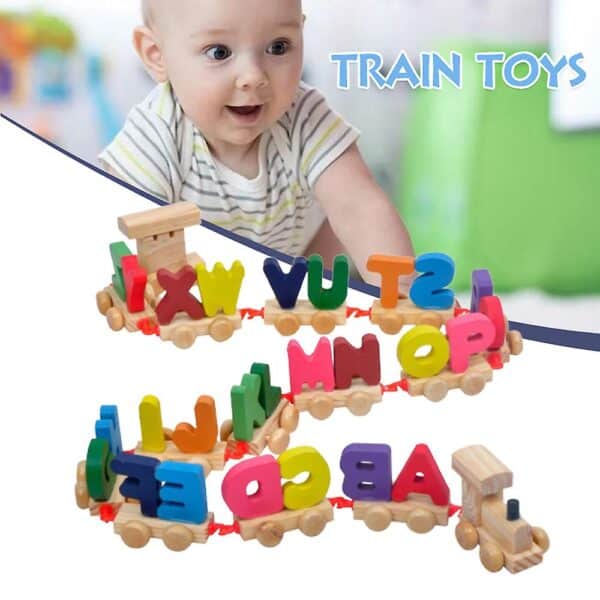 Jouet de train de lettres en bois