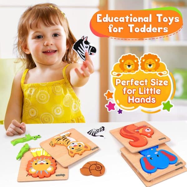 Puzzles animaux en bois pour garçons et filles