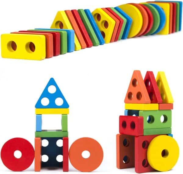 jeux empilage formes géométriques en bois