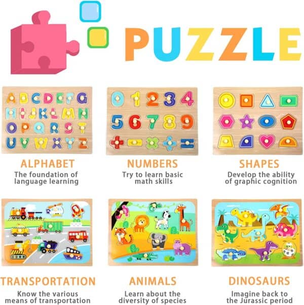 Ensemble de puzzles à chevilles en bois