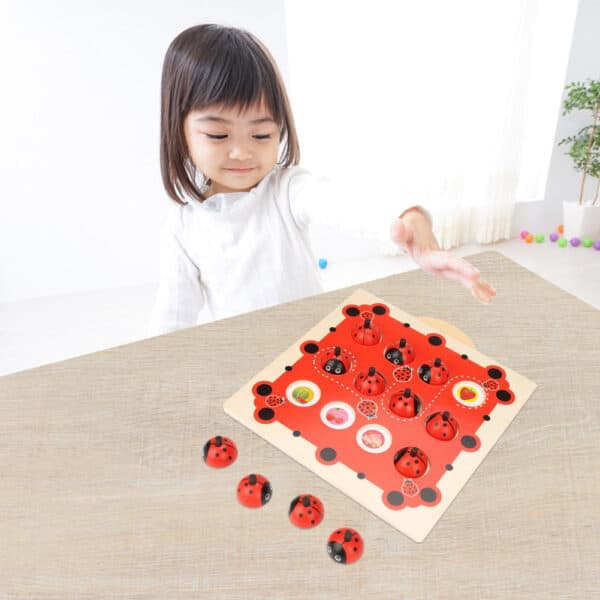 Jeu de mémoire montessori coccinelle en bois