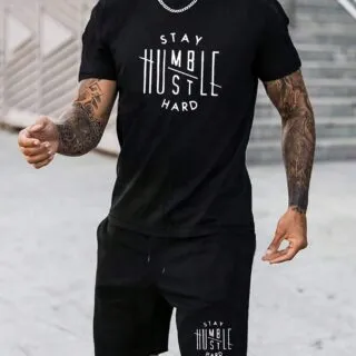 Ensemble Homme "STAY HUMBLE – HUSTLE HARD" – T-shirt + Short