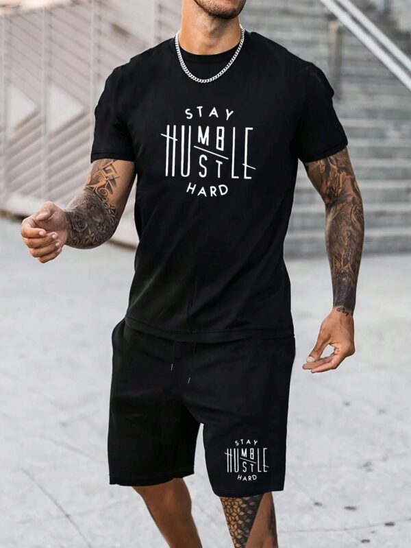 Ensemble Homme "STAY HUMBLE – HUSTLE HARD" – T-shirt + Short