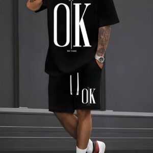 Ensemble Homme "IT'S OK – Don't Worry" Noir – T-shirt + Short
