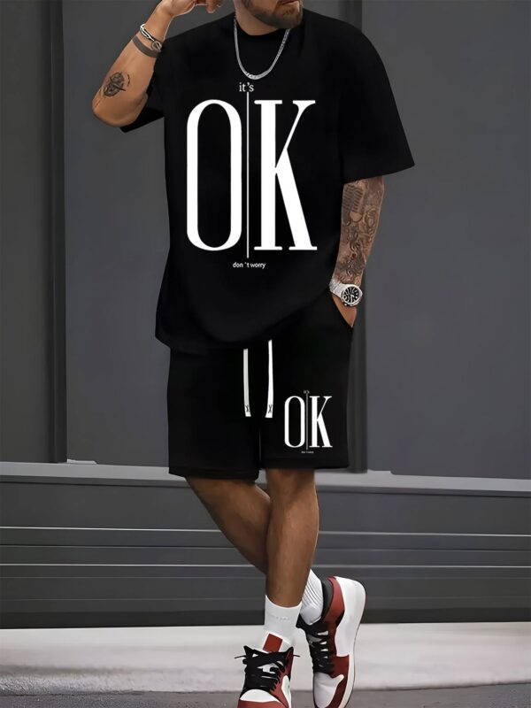 Ensemble Homme "IT'S OK – Don't Worry" Noir – T-shirt + Short