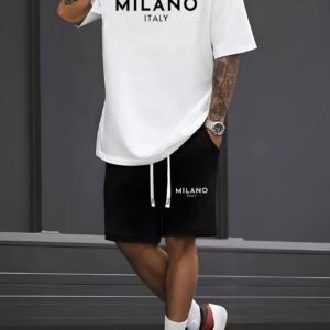 Ensemble Homme "MILANO ITALY" – T-shirt + Short | petitsprix.tn