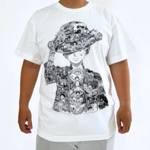 T-shirt One Piece (Luffy) impression avant en blanc