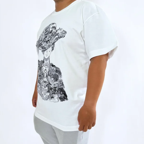 T-shirt One Piece (Luffy) impression avant en blanc